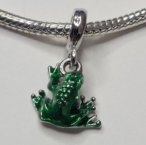 New Pandora Or Troll Bracelet Single Charm Green And Silver Color Frog Dangle